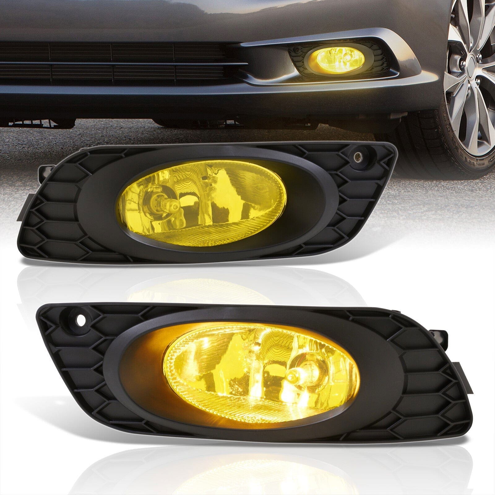 Honda Civic 4DR 2012 Front Fog Lights Yellow Len (Includes Switch & Wiring Harness) - Parts Agent