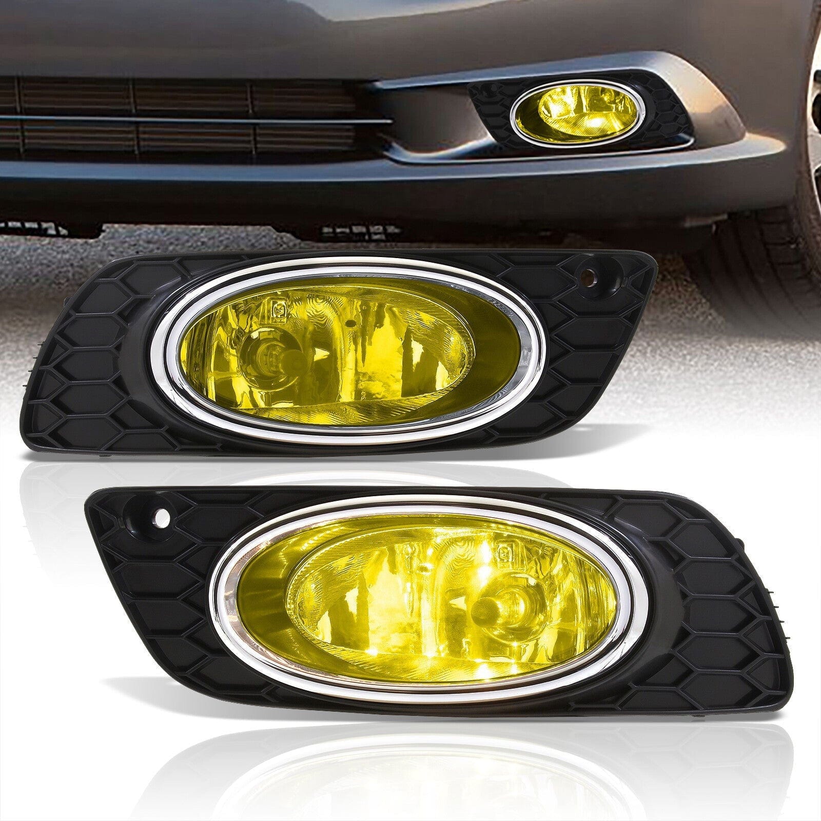 Honda Civic 4DR 2012 Front Fog Lights Yellow Len (Includes Switch & Wiring Harness) - Parts Agent