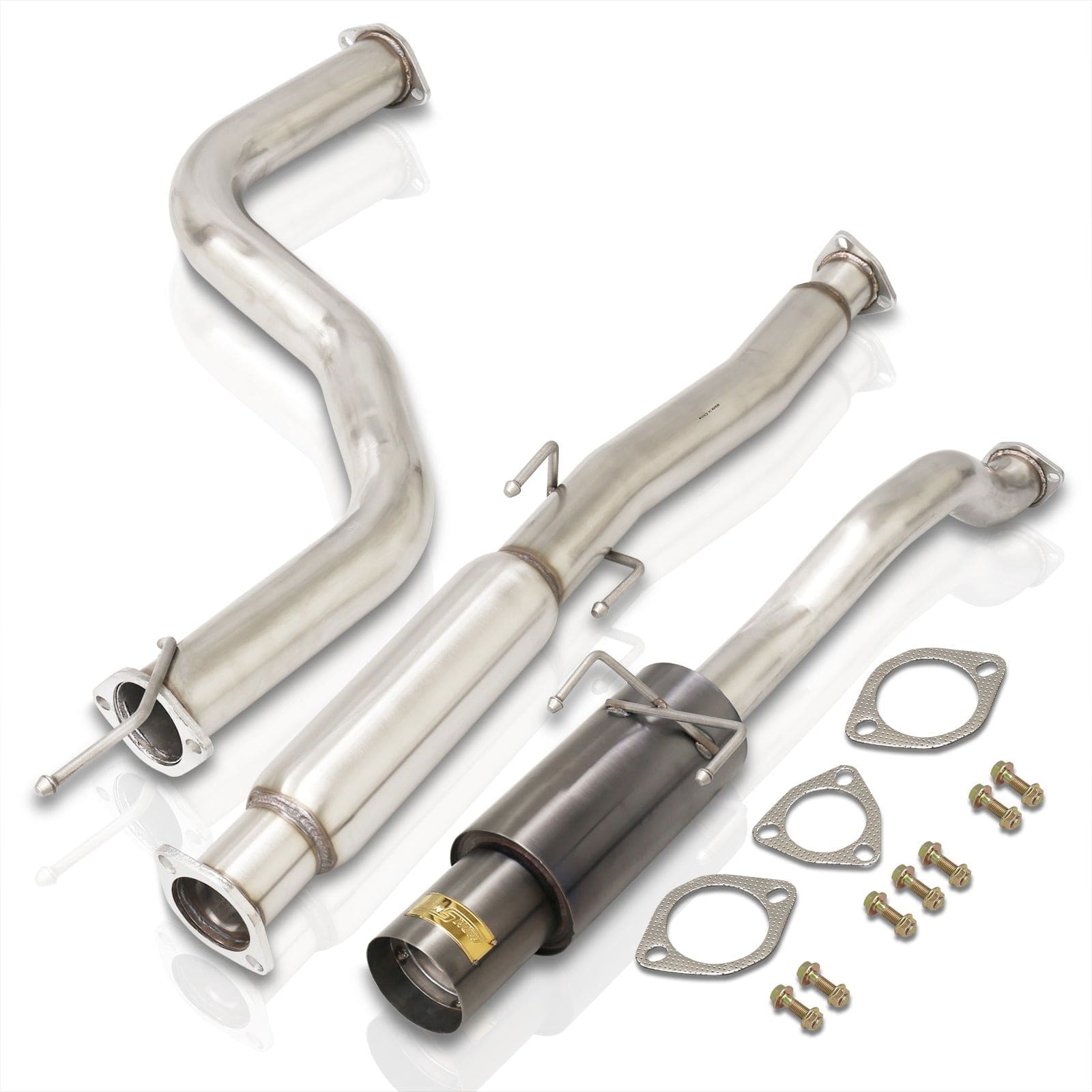 Honda Civic Coupe / Sedan 1992-2000 N1 Style Stainless Steel Catback Exhaust System Gunmetal (Piping: 2.5" / 65mm to 3.0" / 76mm | Tip: 4.5") - Parts Agent
