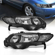 Honda Civic Coupe 2006-2011 Factory Style Headlights Black Housing Clear Len Clear Reflector - Parts Agent