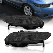Honda Civic Coupe 2006-2011 Factory Style Headlights Chrome Housing Smoke Len Clear Reflector - Parts Agent
