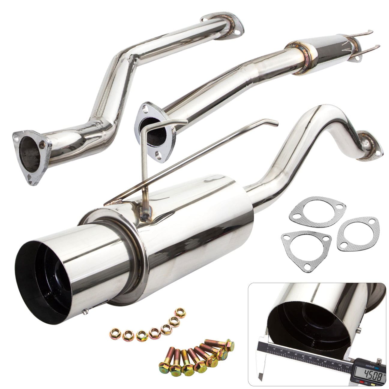 Honda Civic DX LX 2001-2005 N1 Style Stainless Steel Catback Exhaust System (Piping: 2.5" / 65mm | Tip: 4.5") - Parts Agent