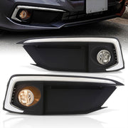 Honda Civic (Not Compatible for SI & Type-R Models) 2019-2020 Front Fog Lights Clear Len (Includes Switch & Wiring Harness) - Parts Agent