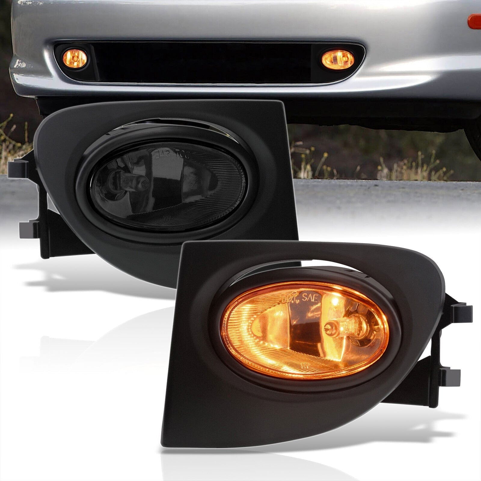 Honda Civic SI 2002-2005 Front Fog Lights Smoked Len (Includes Switch & Wiring Harness) - Parts Agent
