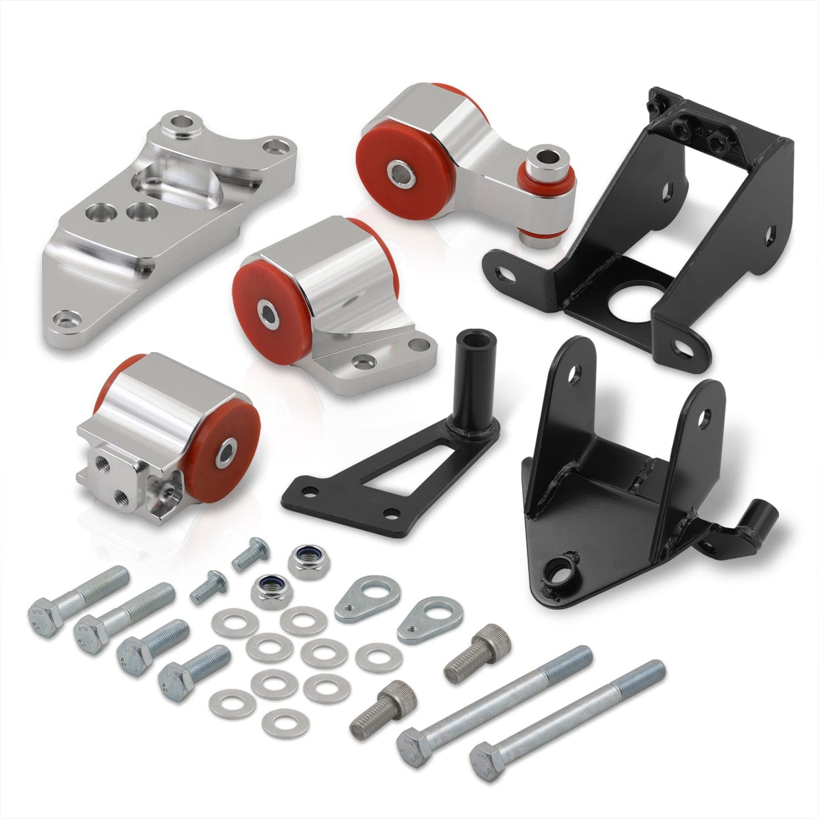 Honda Civic SI 2006-2011 Engine Motor Mount Silver with Red Polyurethane Bushings - Parts Agent
