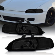 Honda Civic Sedan 1992-1995 1 Piece Style Headlights + Corners Chrome Housing Smoke Len Clear Reflector - Parts Agent