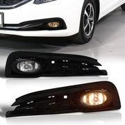 Honda Civic Sedan (Not Compatible for Coupe, Hybrid, & SI Models) 2013-2015 Front Fog Lights Clear Len (Includes Switch & Wiring Harness) - Parts Agent