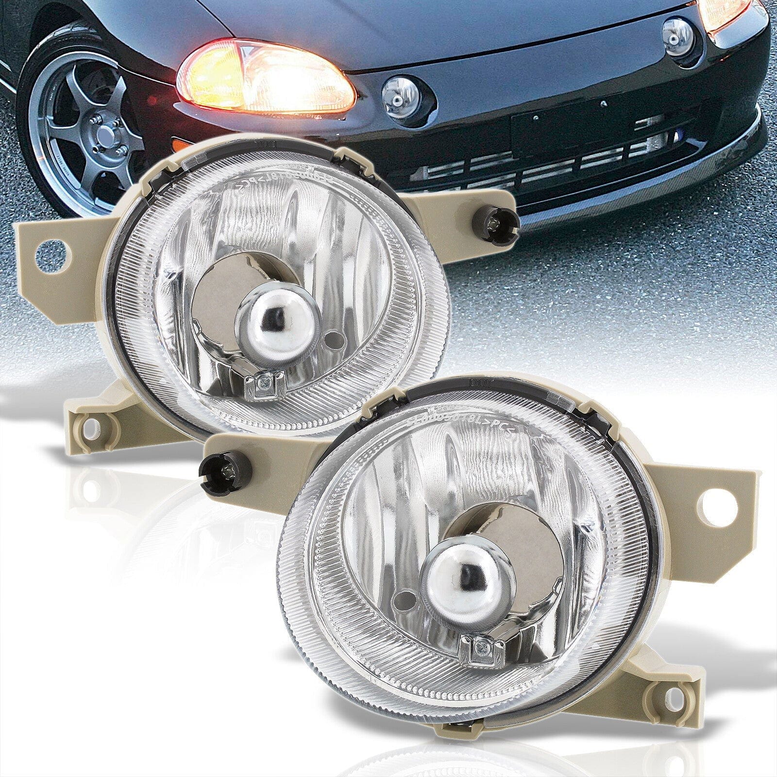 Honda Del Sol 1993-1997 Front Fog Lights Clear Len (No Switch & Wiring Harness) - Parts Agent