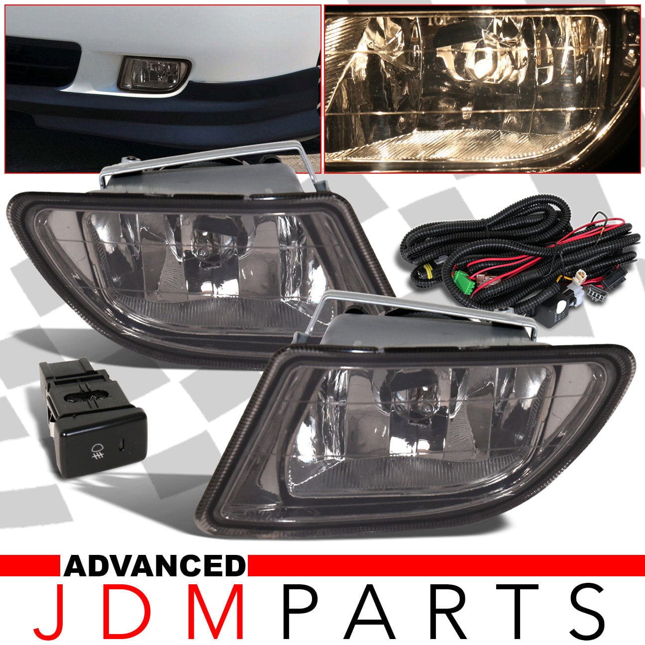 Honda Odyssey 1999-2004 Front Fog Lights Smoked Len (Includes Switch & Wiring Harness) - Parts Agent