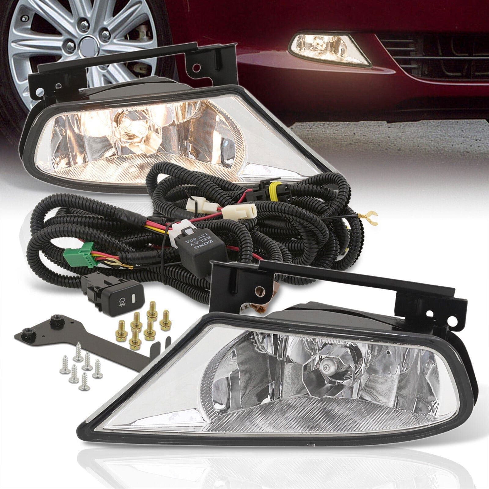 Honda Odyssey 2005-2007 Front Fog Lights Clear Len (Includes Switch & Wiring Harness) - Parts Agent