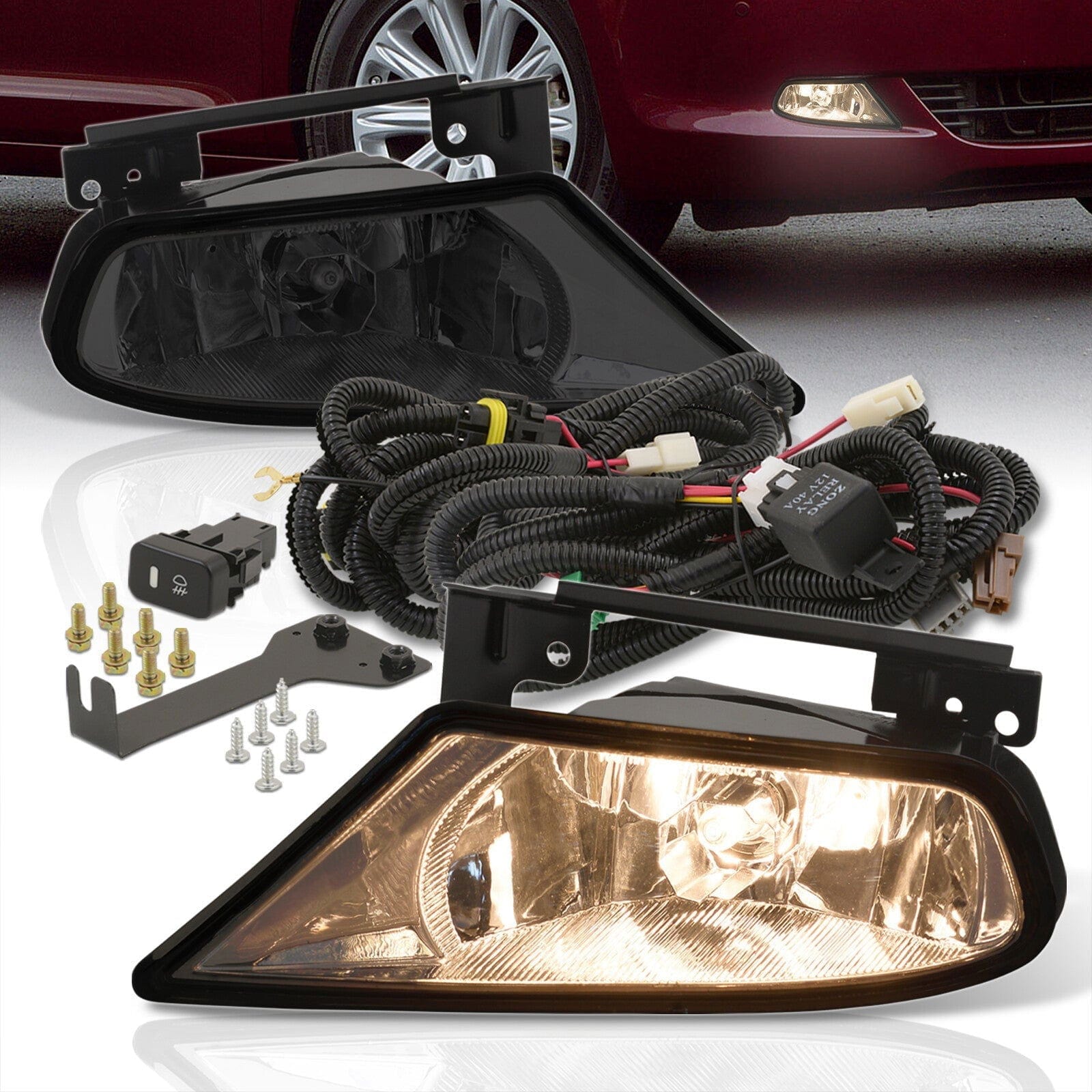Honda Odyssey 2005-2007 Front Fog Lights Smoked Len (Includes Switch & Wiring Harness) - Parts Agent