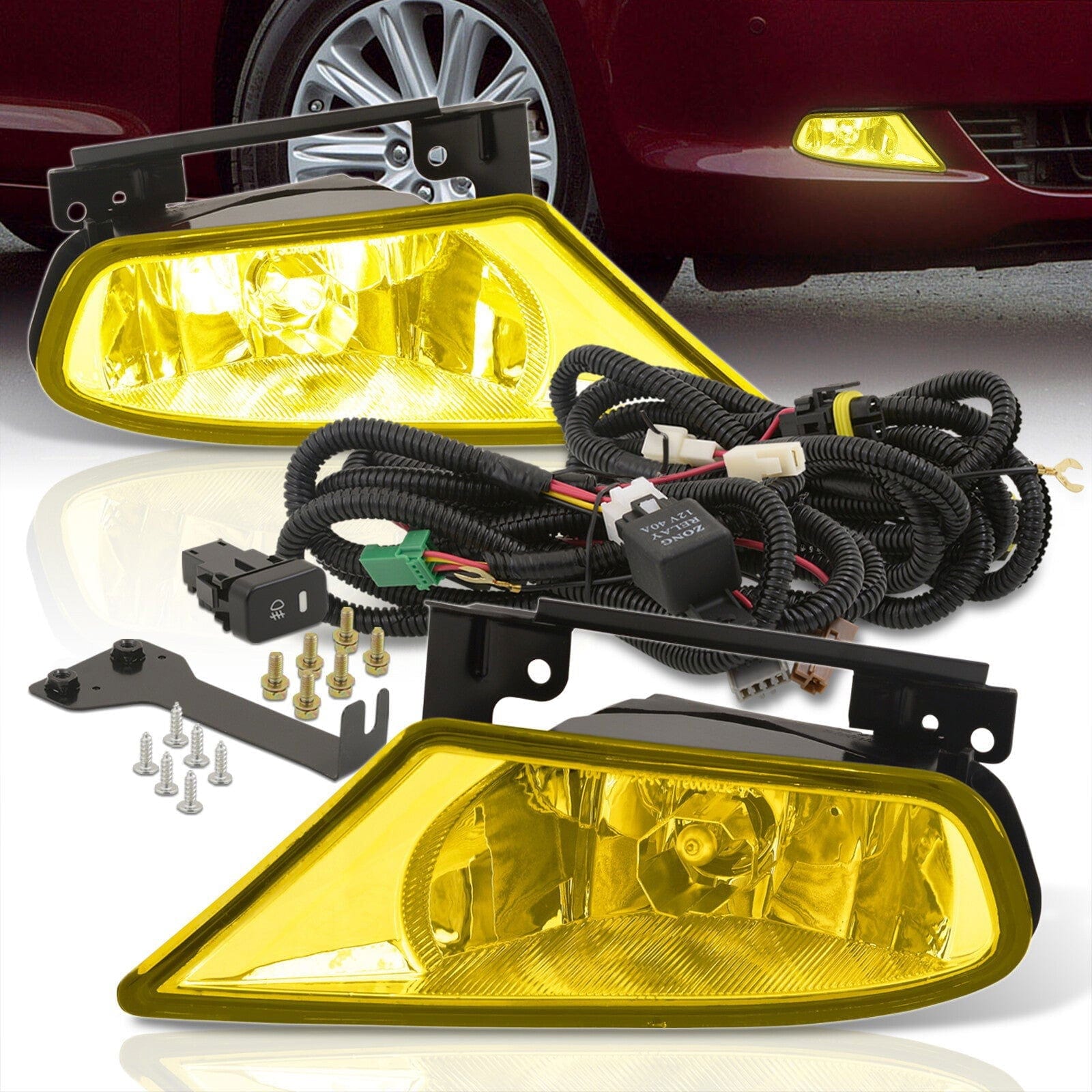 Honda Odyssey 2005-2007 Front Fog Lights Yellow Len (Includes Switch & Wiring Harness) - Parts Agent