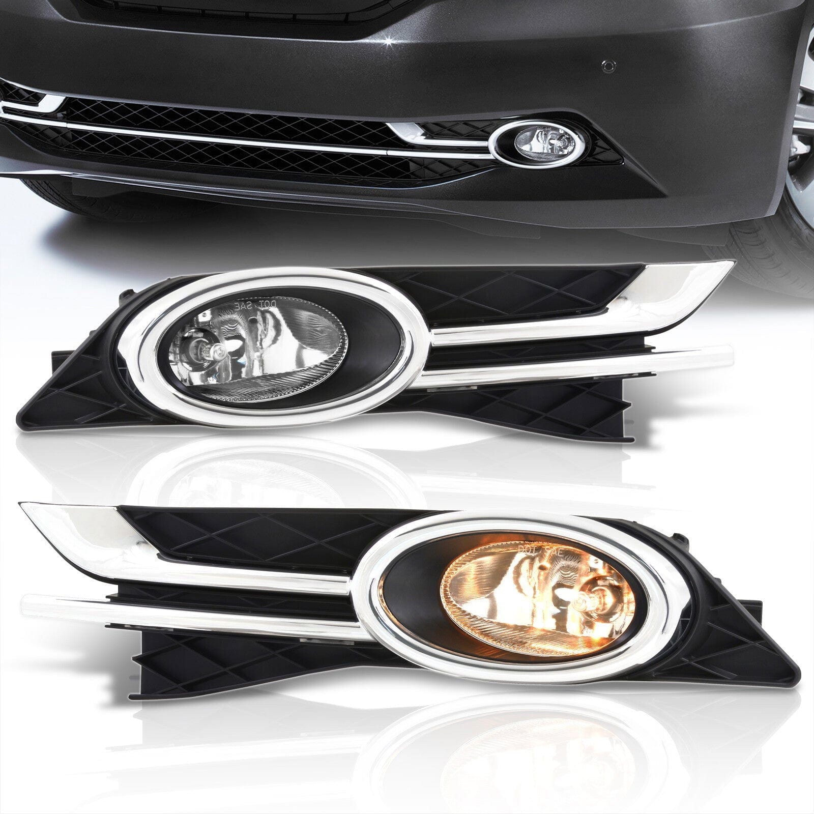 Honda Odyssey 2014-2017 Front Fog Lights Clear Len (Includes Switch & Wiring Harness) - Parts Agent