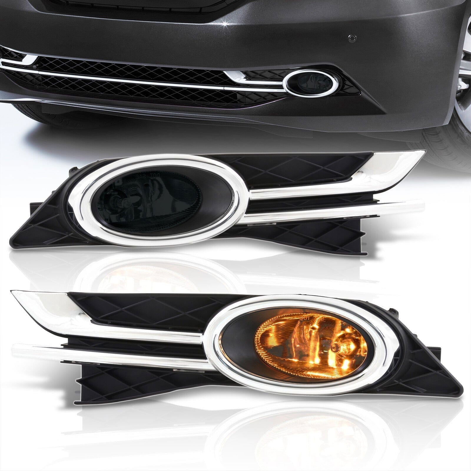 Honda Odyssey 2014-2017 Front Fog Lights Smoked Len (Includes Switch & Wiring Harness) - Parts Agent