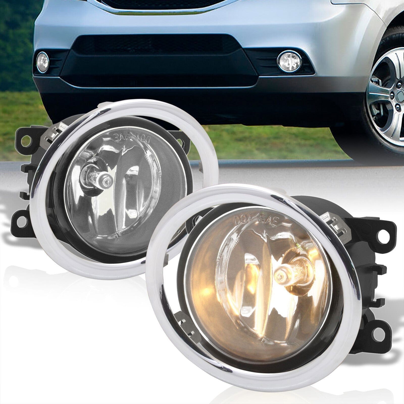 Honda Pilot 2012-2015 Front Fog Lights Clear Len (Includes Switch & Wiring Harness) - Parts Agent