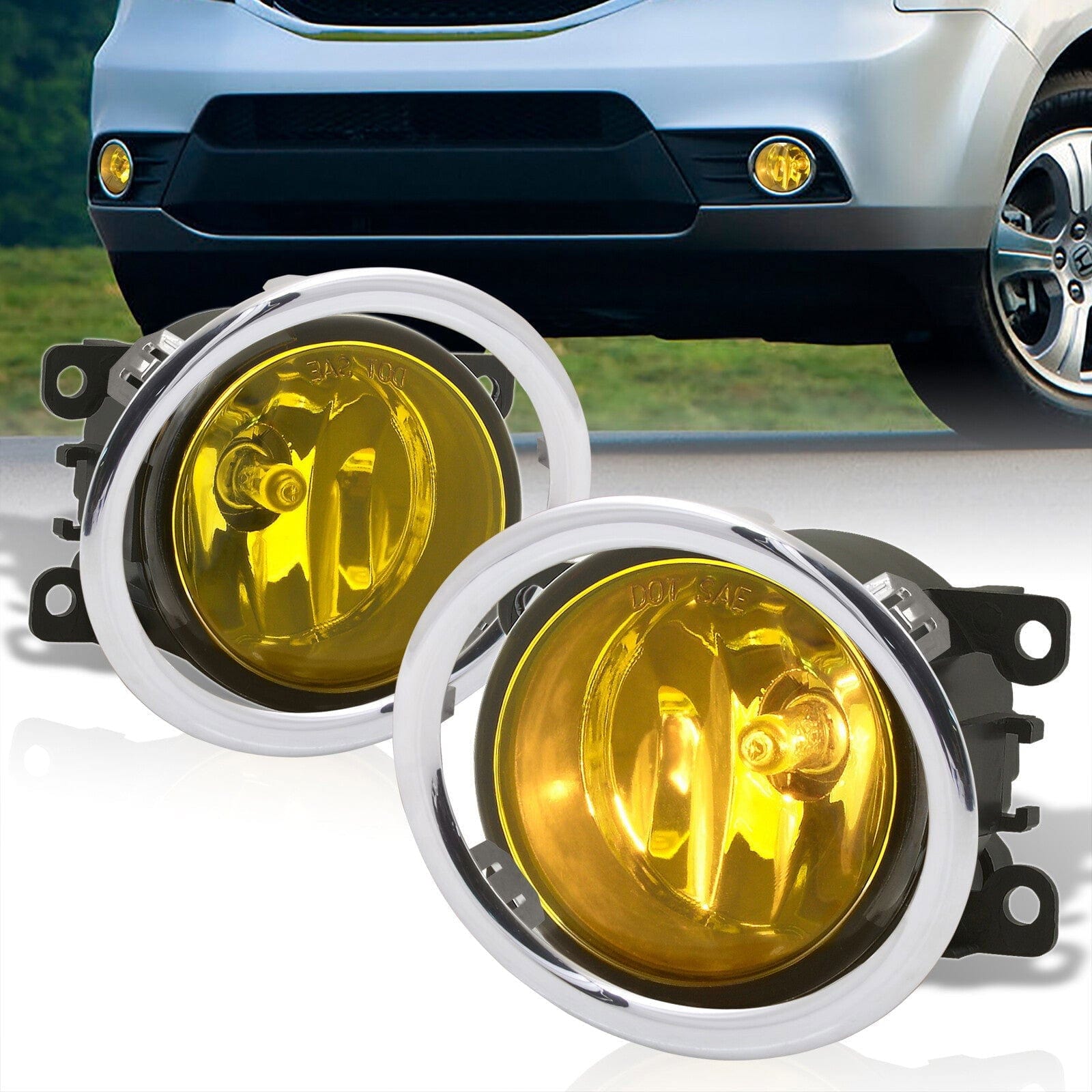 Honda Pilot 2012-2015 Front Fog Lights Yellow Len (Includes Switch & Wiring Harness) - Parts Agent