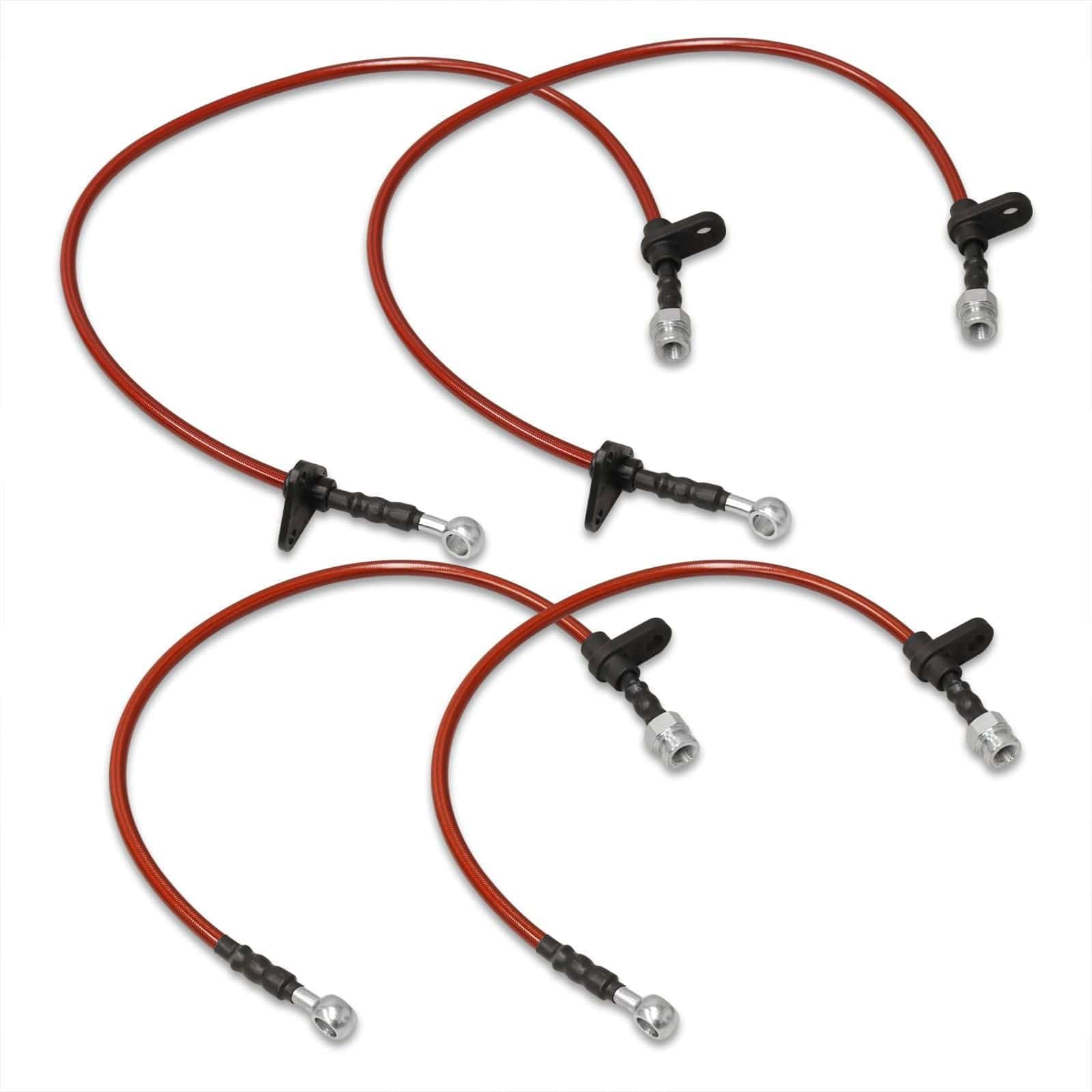 Honda Prelude 1988-1991 Stainless Steel Braided Oil Brake Lines Red - Parts Agent
