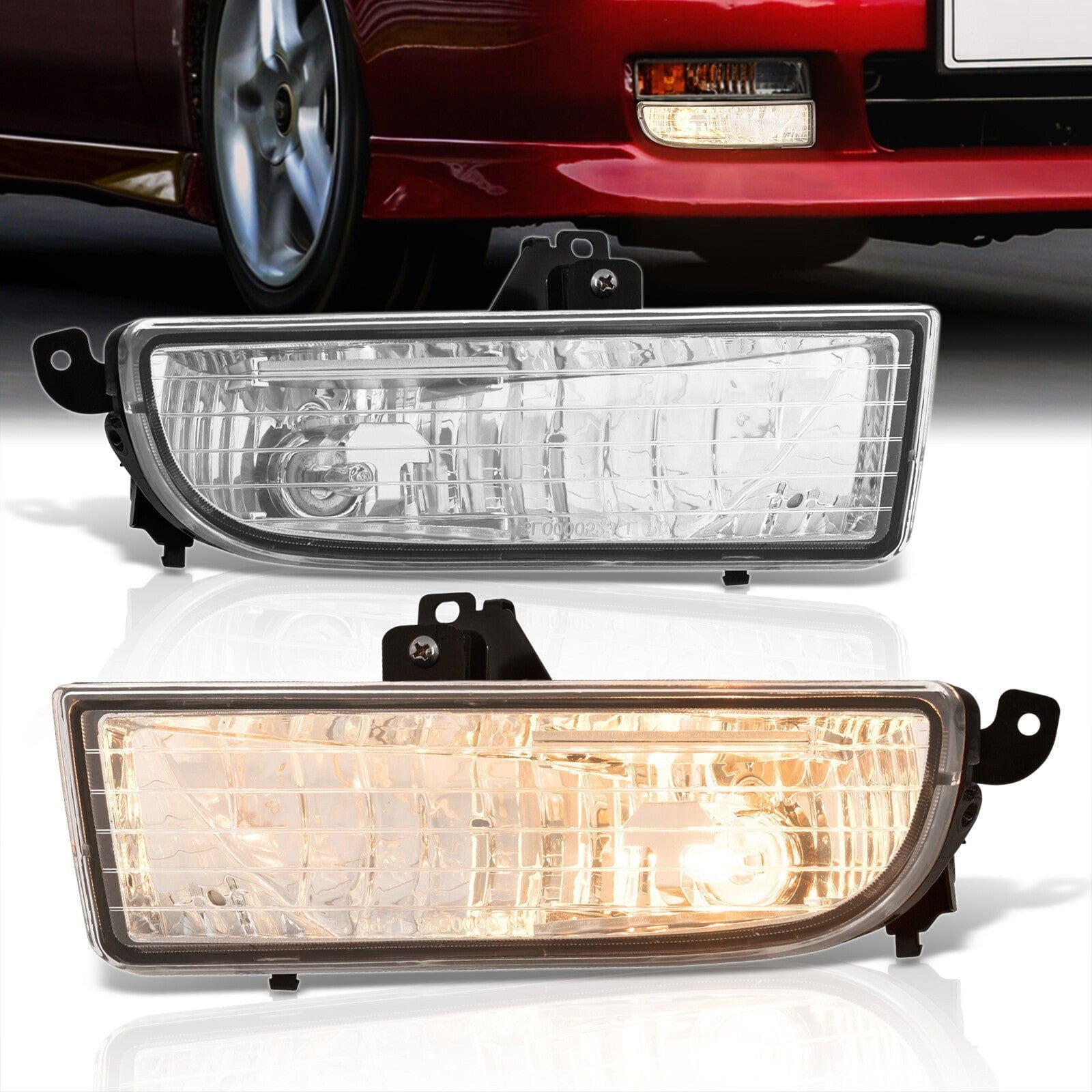 Honda Prelude 1997-2001 Front Fog Lights Clear Len (Includes Switch & Wiring Harness) - Parts Agent