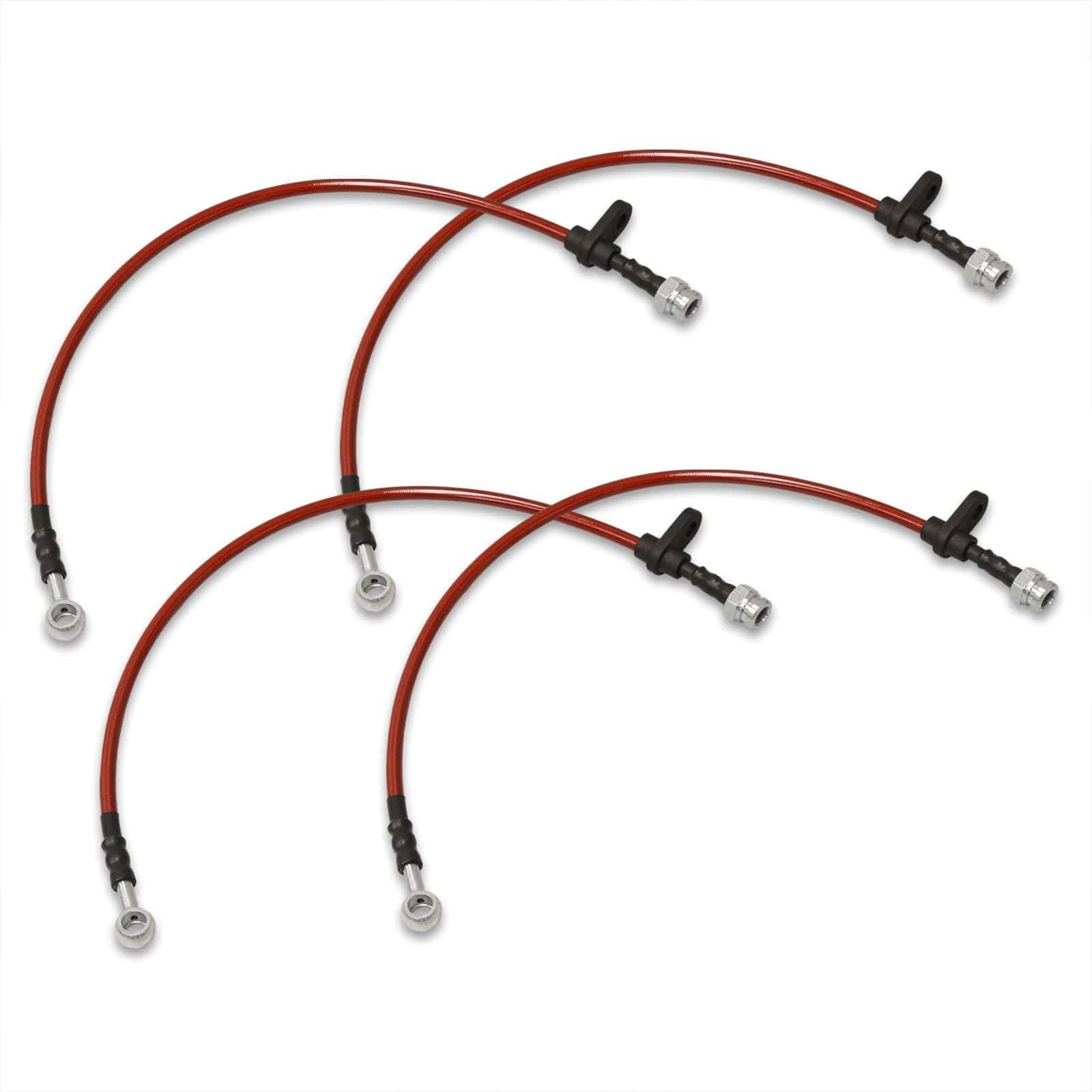 Honda Prelude 1997-2001 Stainless Steel Braided Oil Brake Lines Red - Parts Agent