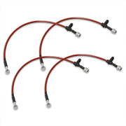 Honda Prelude 1997-2001 Stainless Steel Braided Oil Brake Lines Red - Parts Agent