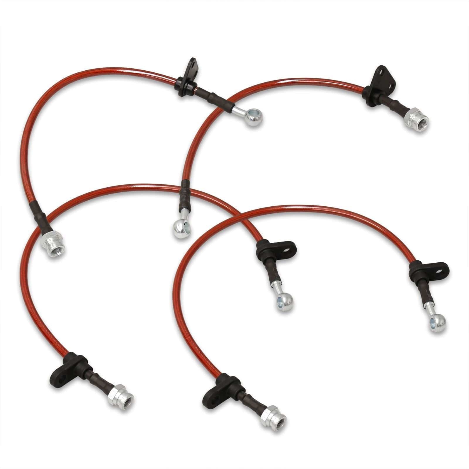 Honda S2000 2000-2005 Stainless Steel Braided Oil Brake Lines Red - Parts Agent