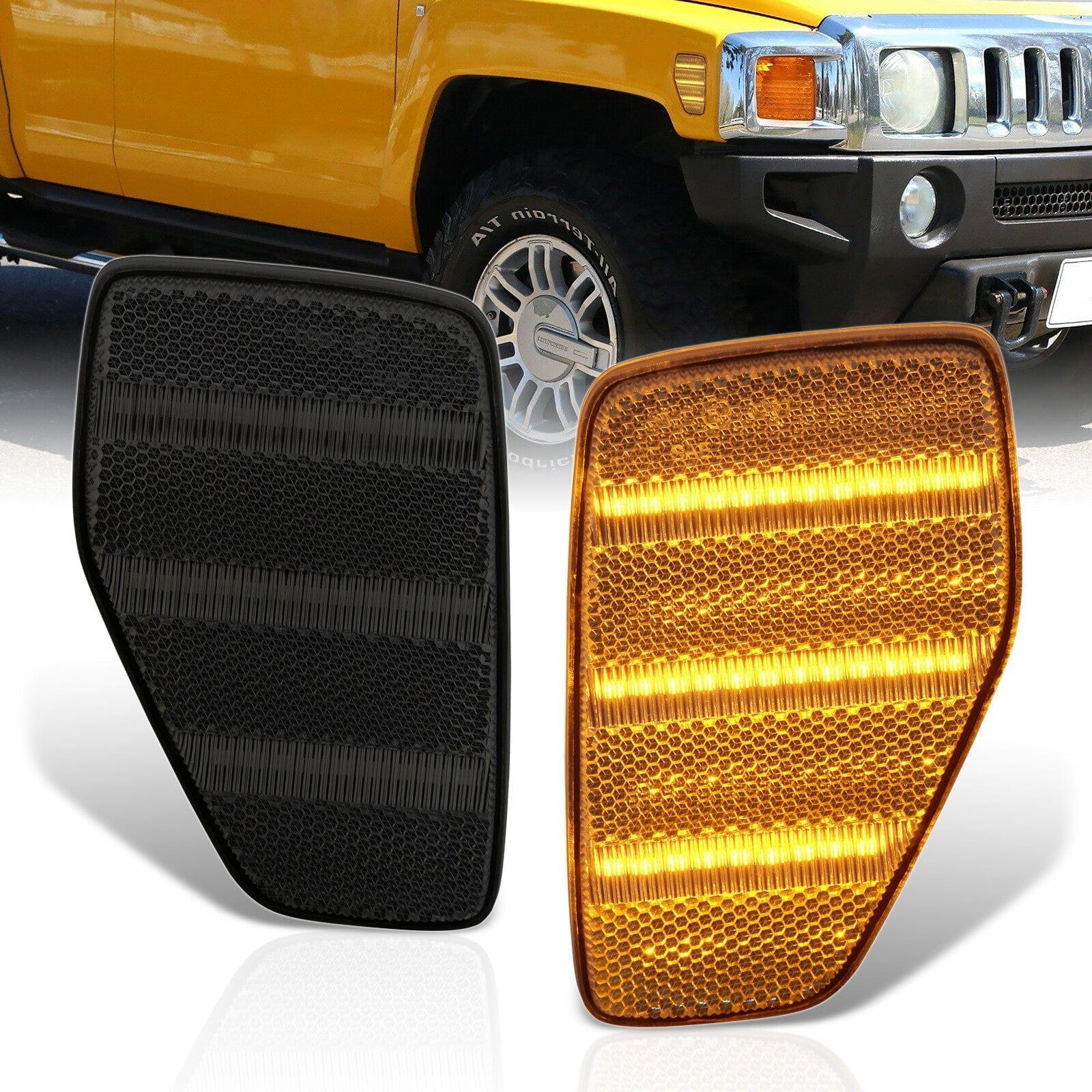 Hummer H3 2006-2010 / H3T 2009-2010 Front Amber LED Side Marker Lights Smoke Len - Parts Agent