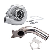 Hybrid T3/T4 T3T4 T04E .63 A/R Turbine 5 Bolt Flange Turbocharger w/ Downpipe - Parts Agent
