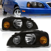 Hyundai Elantra 2004-2006 Factory Style Headlights Black Housing Clear Len Amber Reflector - Parts Agent