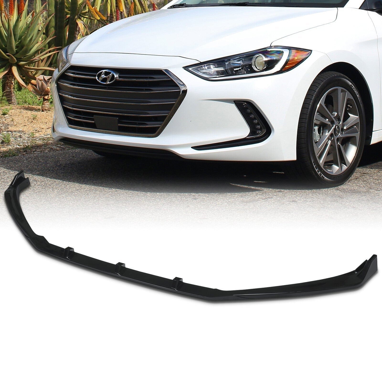 Hyundai Elantra 2017-2018 3-Piece Style Front Bumper Lip Gloss Black - Parts Agent