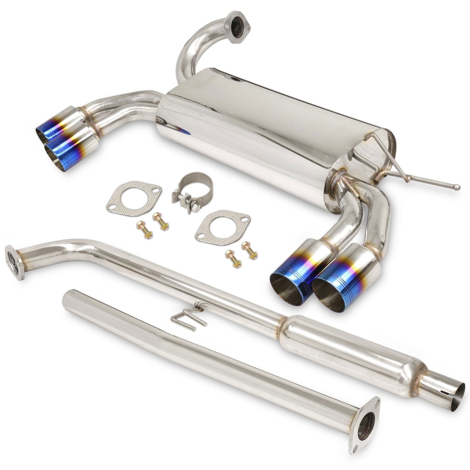 Hyundai Genesis Coupe 2.0L Turbo 2010-2014 Quad Tip Stainless Steel Catback Exhaust System Burnt Tip (Piping: 2.5" / 65mm | Tip: 3.5") - Parts Agent