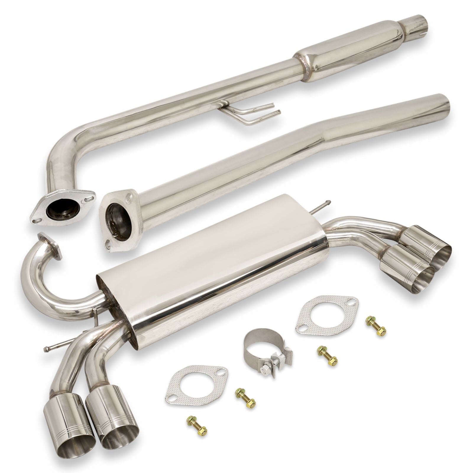 Hyundai Genesis Coupe 2.0L Turbo 2010-2014 Quad Tip Stainless Steel Catback Exhaust System (Piping: 2.5" / 65mm | Tip: 3.5") - Parts Agent