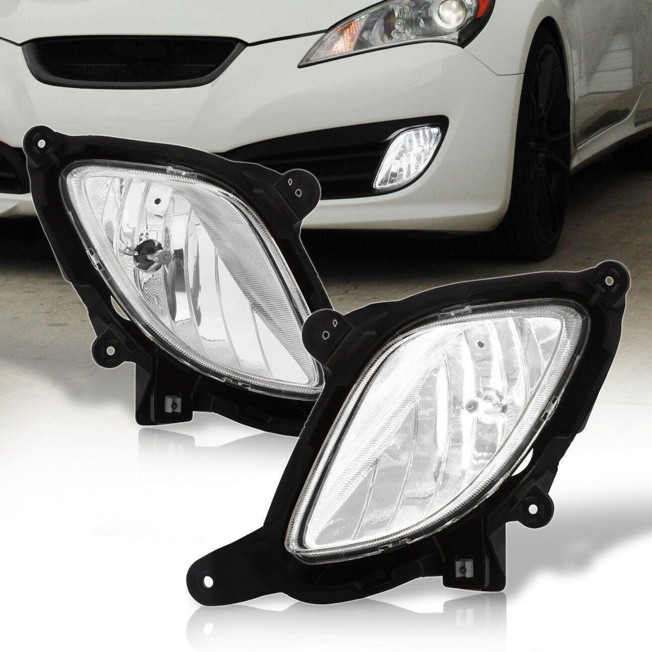 Hyundai Genesis Coupe 2010-2012 Front Fog Lights Clear Len (Includes Switch & Wiring Harness) - Parts Agent