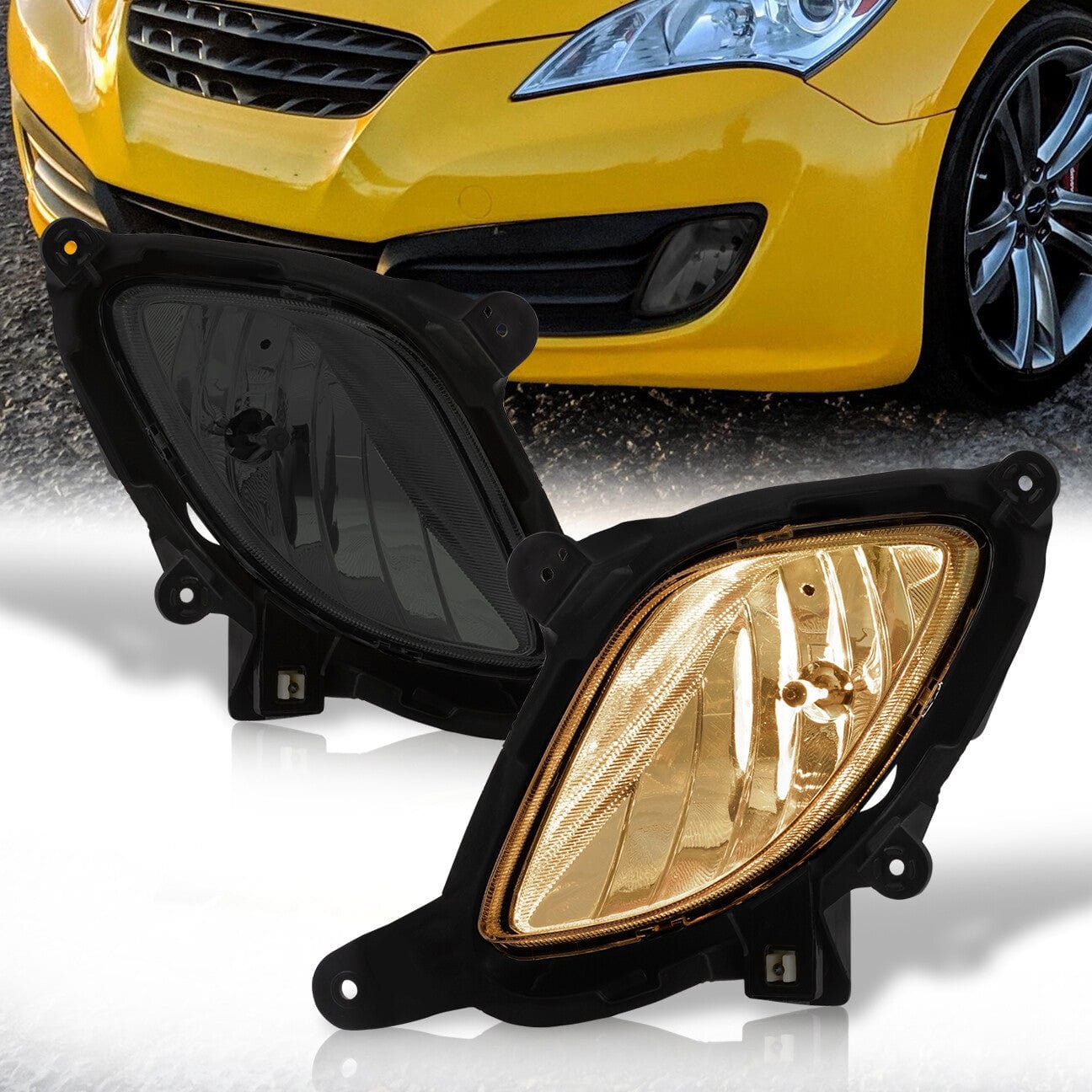 Hyundai Genesis Coupe 2010-2012 Front Fog Lights Smoked Len (Includes Switch & Wiring Harness) - Parts Agent