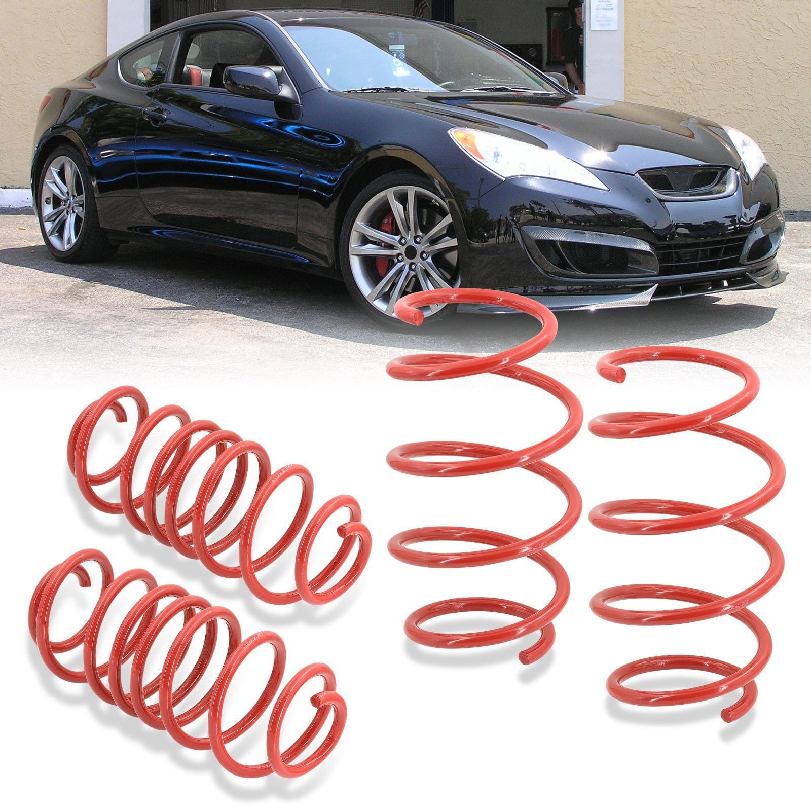 Hyundai Genesis Coupe 2010-2016 Lowering Springs Red (Front ~1.5" / Rear ~1.2") - Parts Agent
