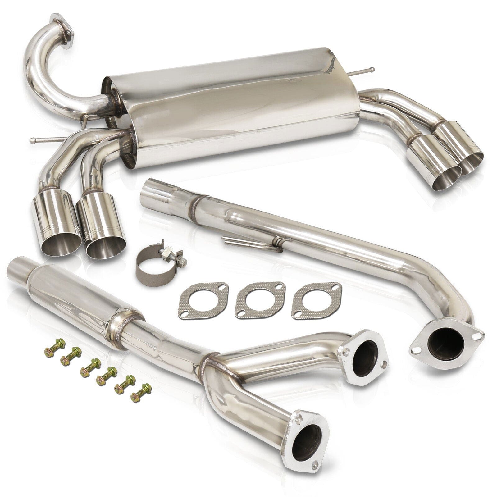 Hyundai Genesis Coupe 3.8L Turbo 2010-2016 Quad Tip Stainless Steel Catback Exhaust System (Piping: 2.5" / 65mm | Tip: 3.5") - Parts Agent