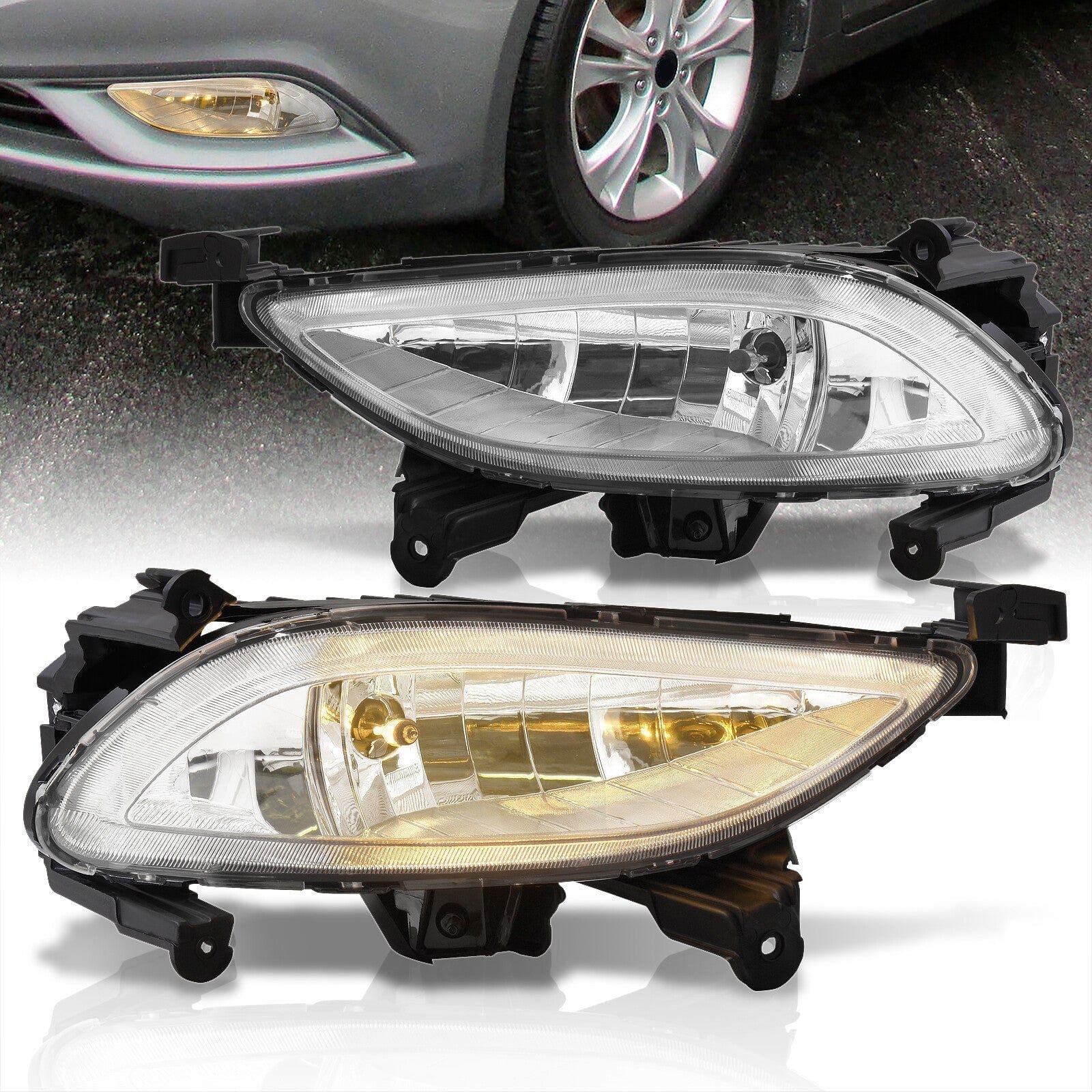 Hyundai Sonata 2011-2014 Front Fog Lights Clear Len (Includes Switch & Wiring Harness) - Parts Agent
