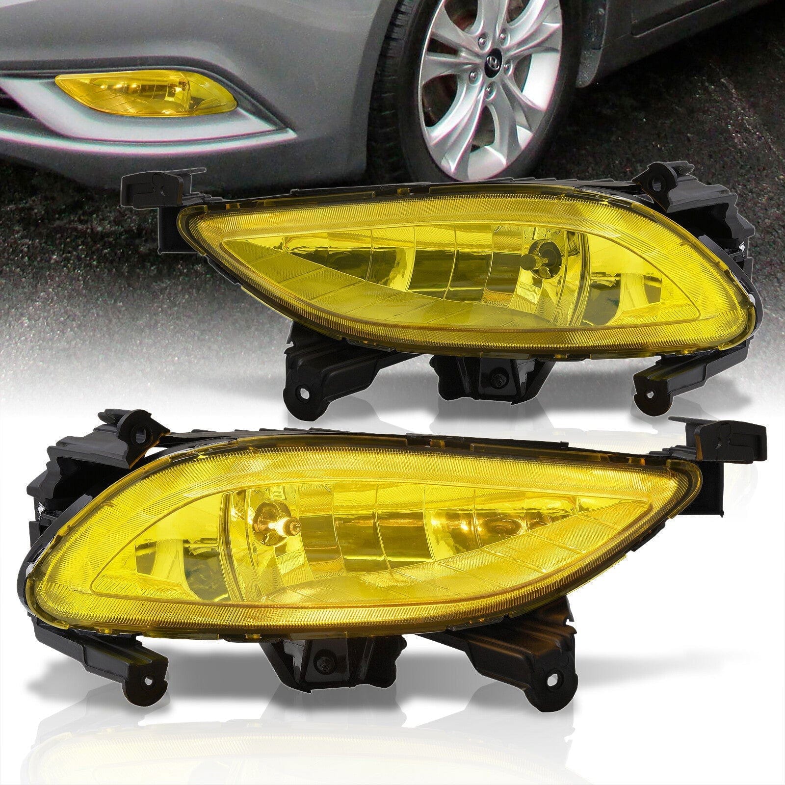 Hyundai Sonata 2011-2014 Front Fog Lights Yellow Len (Includes Switch & Wiring Harness) - Parts Agent