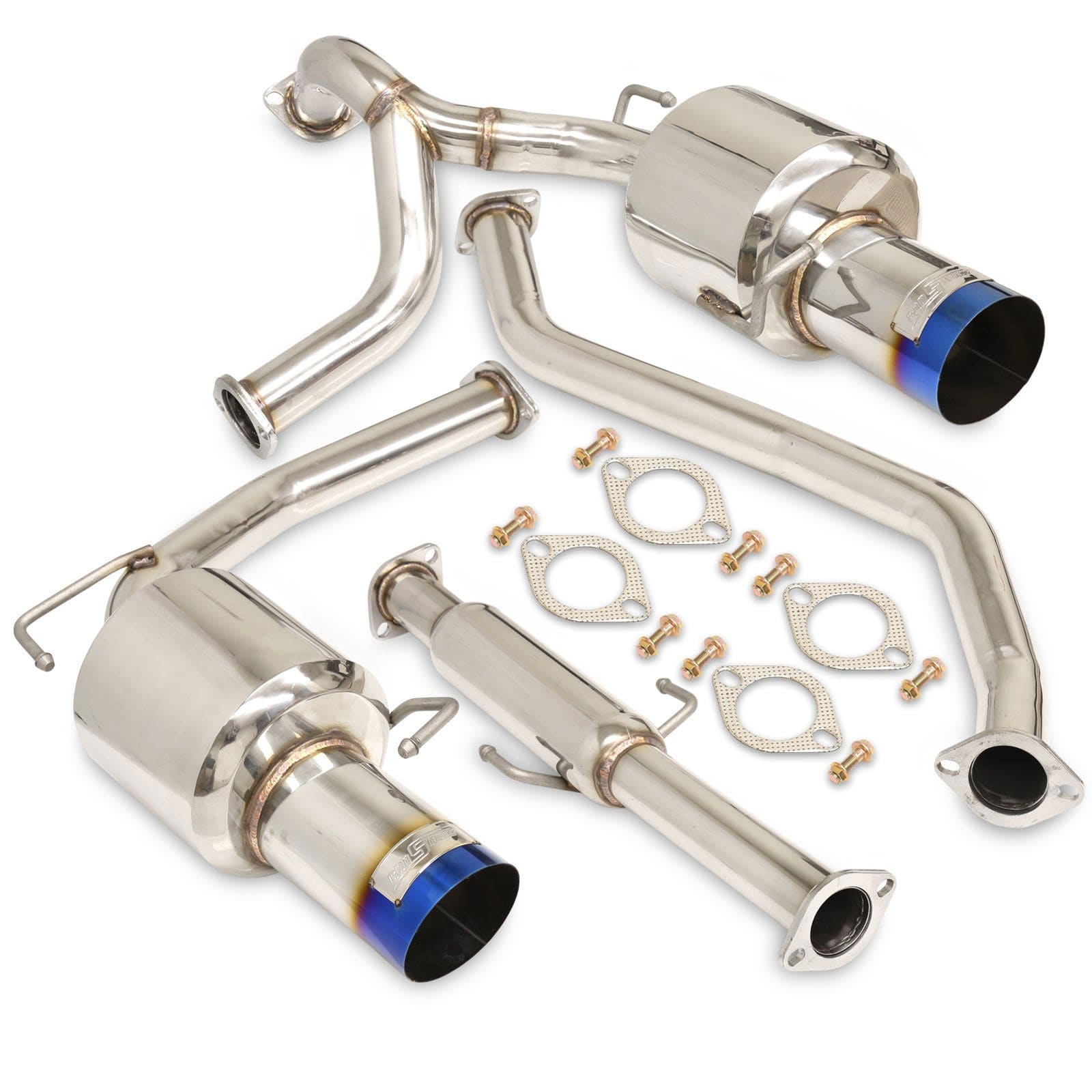 Hyundai Tiburon V6 2003-2006 Dual Tip Stainless Steel Catback Exhaust System Burnt Tip (Piping: 2.5" / 65mm | Tip: 4.5") - Parts Agent