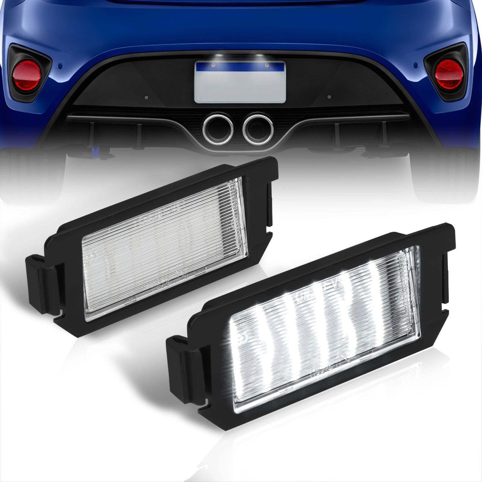 Hyundai Veloster 2012-2018 / Hyundai Genesis Coupe 2010-2016 / Kia Soul 2009-2019 White SMD LED License Plate Lights Clear Len - Parts Agent