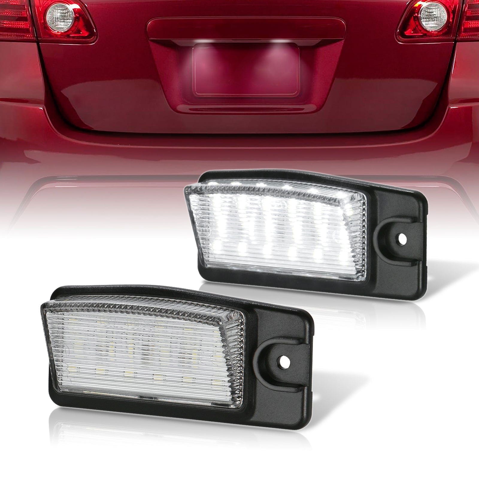 Infiniti FX 2009-2013 / Nissan X-Trail Rogue White SMD LED License Plate Lights Clear Len - Parts Agent
