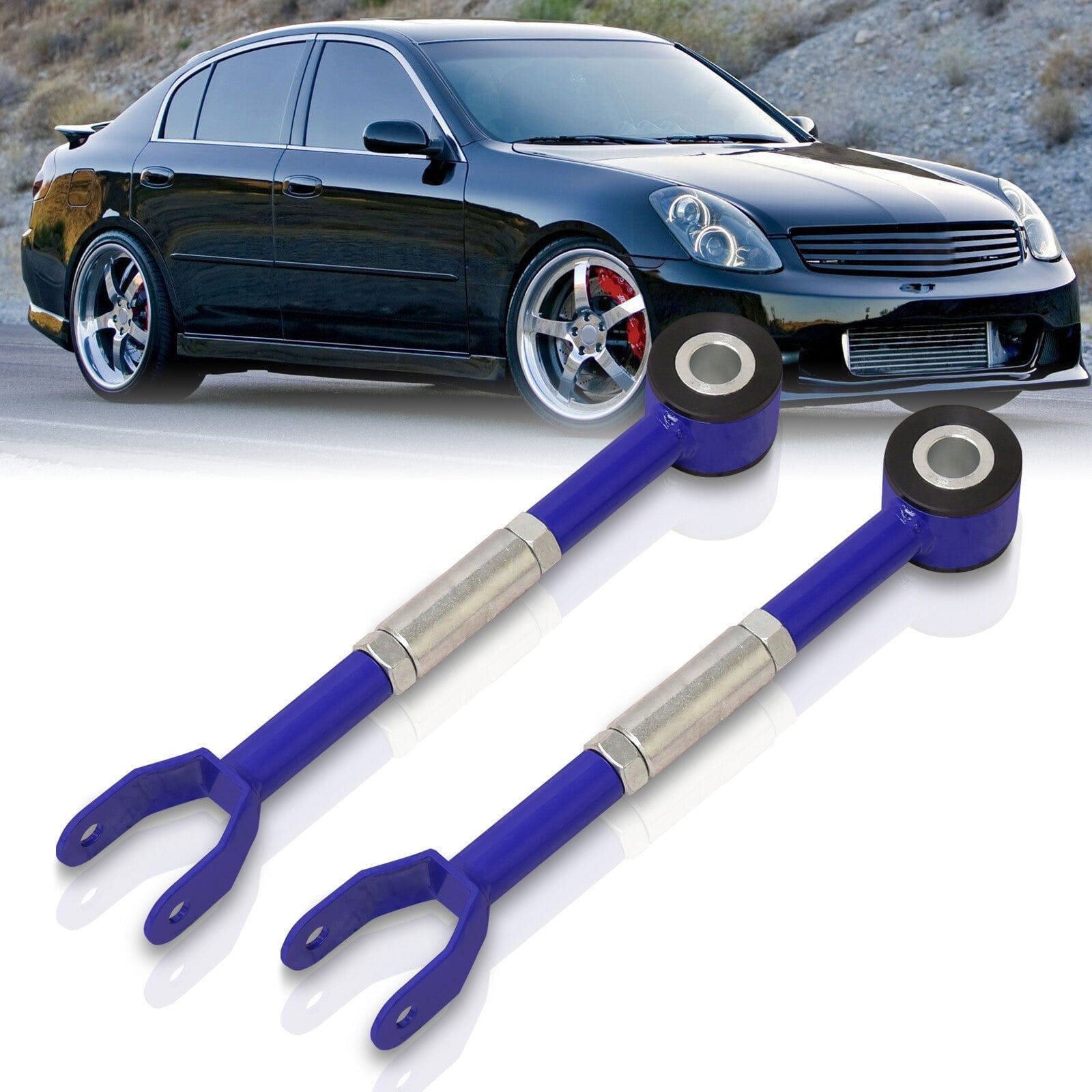 Infiniti G35 2003-2007 / Nissan 350Z 2003-2008 Rear Lower Adjustable Toe Traction Control Arms Blue - Parts Agent