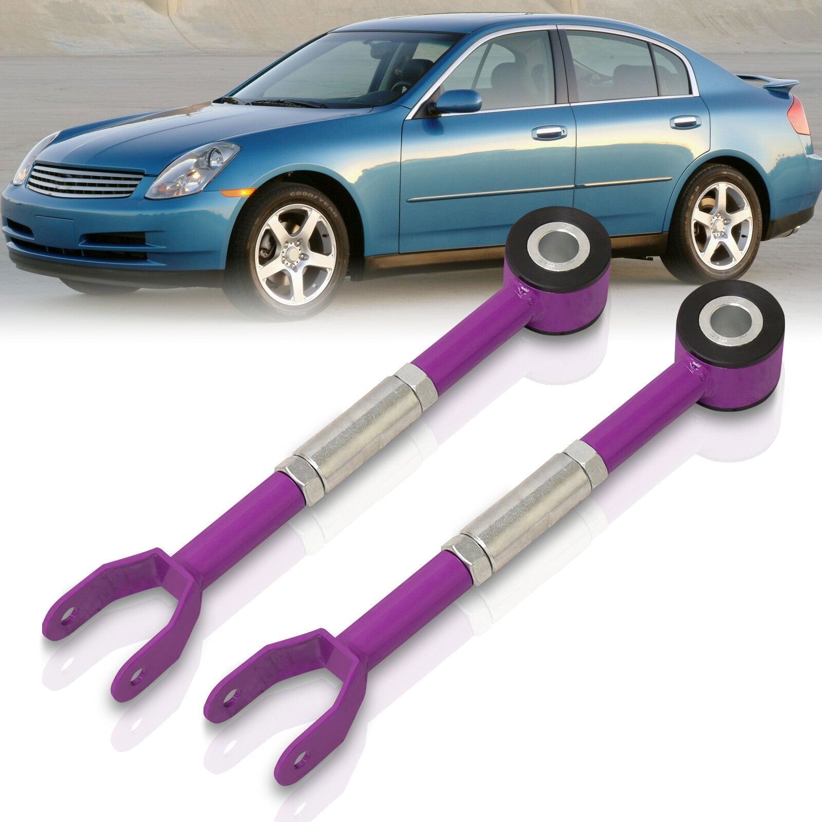 Infiniti G35 2003-2007 / Nissan 350Z 2003-2008 Rear Lower Adjustable Toe Traction Control Arms Purple - Parts Agent