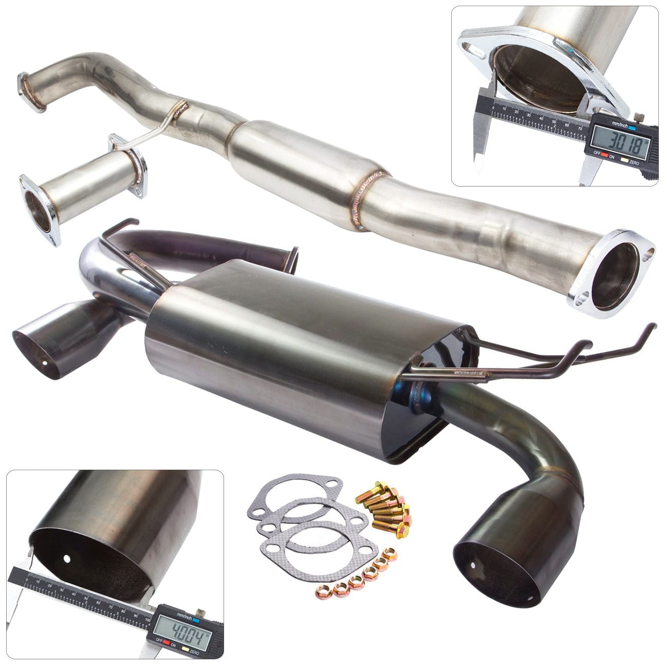 Infiniti G35 Coupe 2003-2007 / Nissan 350Z 2003-2009 Dual Tip Stainless Steel Catback Exhaust System Gunmetal (Piping: 3.0" / 76mm | Tip: 3.5") - Parts Agent