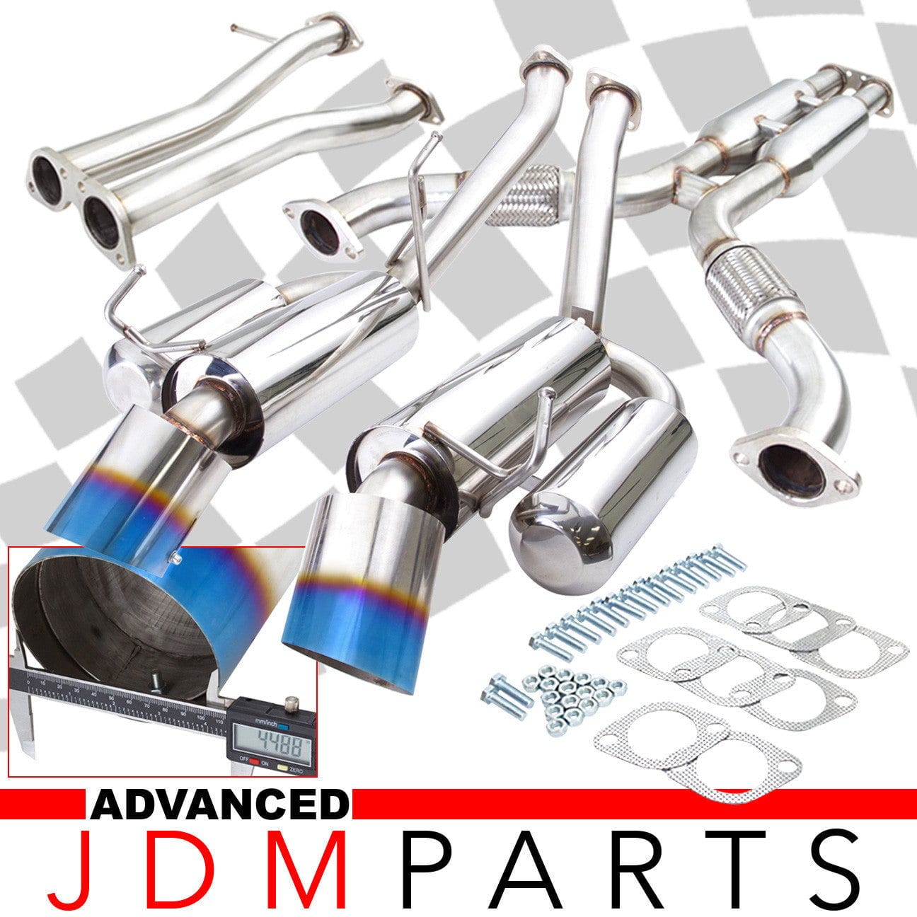 Infiniti G35 Coupe 2003-2007 / Nissan 350Z 2003-2009 Hi-Power Style Dual Tip Stainless Steel Catback Exhaust System Burnt Tip (Piping: 2.25" / 58mm | Tip: 4.5") - Parts Agent