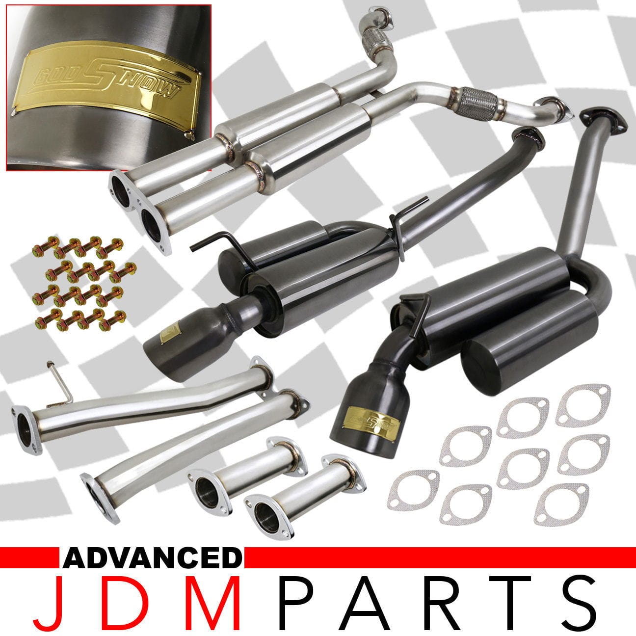 Infiniti G35 Coupe 2003-2007 / Nissan 350Z 2003-2009 Hi-Power Style Dual Tip Stainless Steel Catback Exhaust System Gunmetal (Piping: 2.25" / 58mm | Tip: 4.5") - Parts Agent