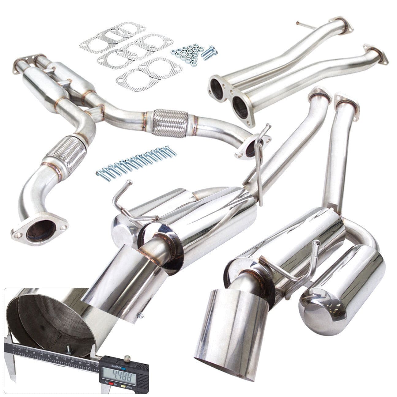 Infiniti G35 Coupe 2003-2007 / Nissan 350Z 2003-2009 Hi-Power Style Dual Tip Stainless Steel Catback Exhaust System (Piping: 2.25" / 58mm | Tip: 4.5") - Parts Agent