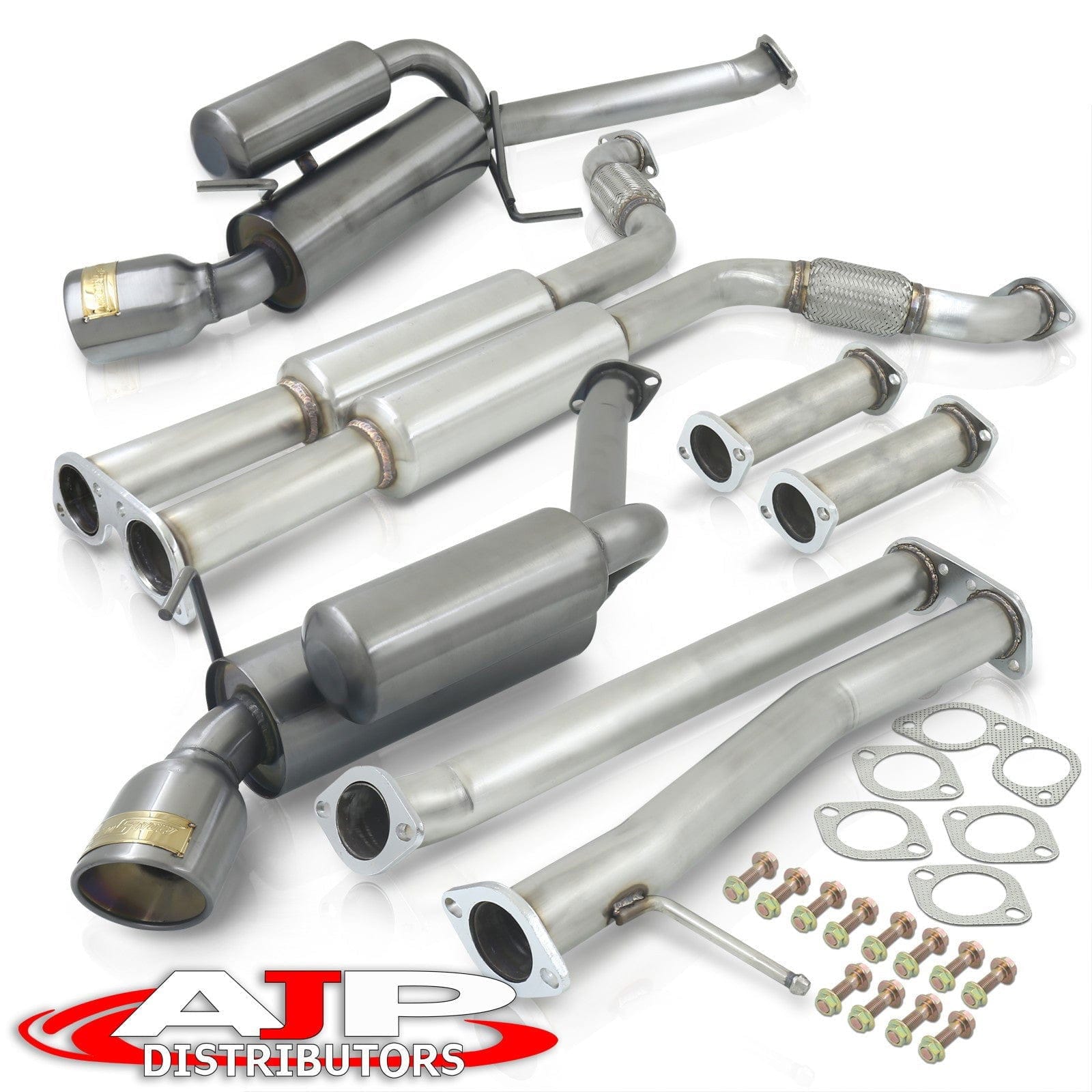 Infiniti G35 Coupe 2003-2007 / Nissan 350Z 2003-2009 Hi-Power Style Oval Dual Tip Stainless Steel Catback Exhaust System Gunmetal (Piping: 2.25" / 58mm | Tip: 4.0") - Parts Agent