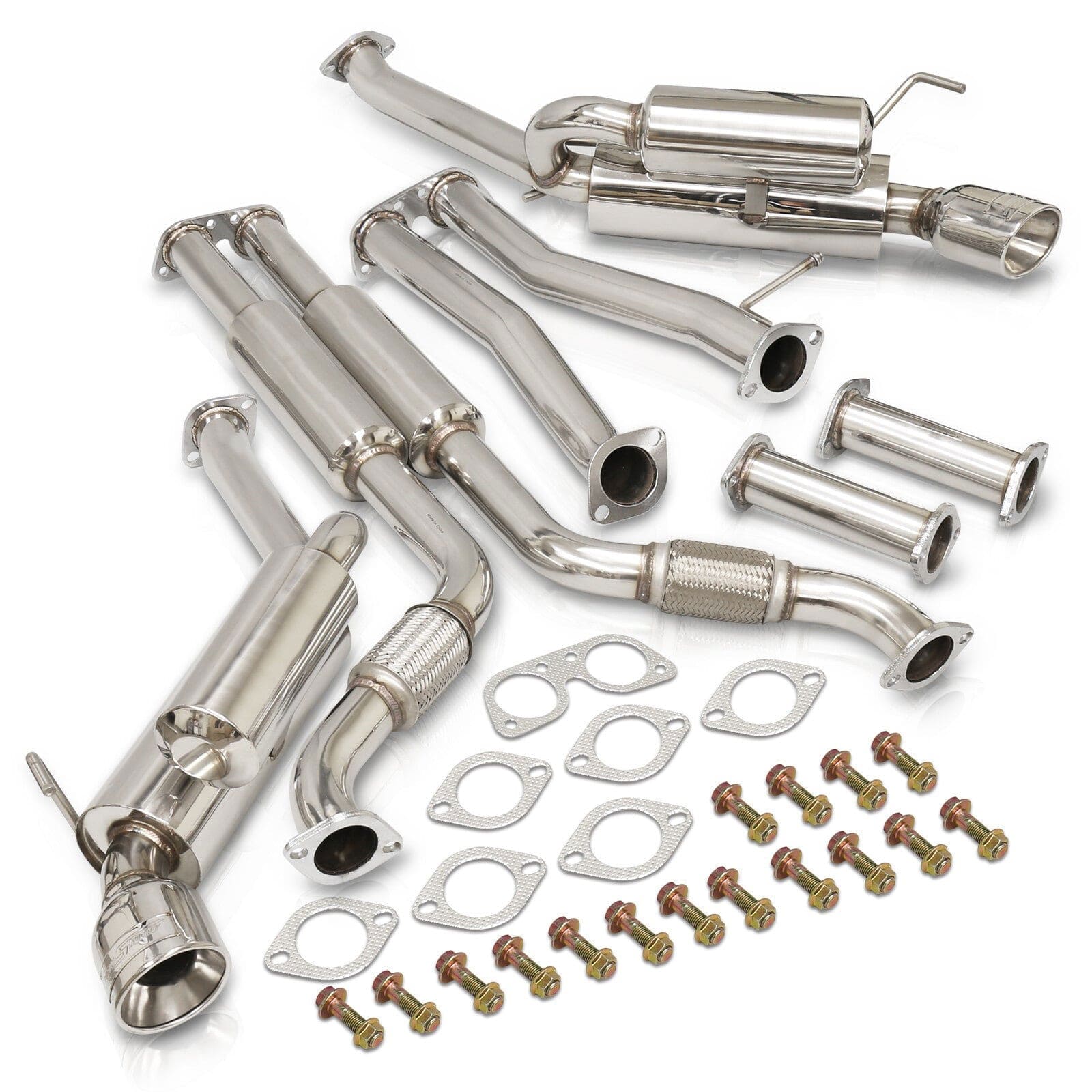 Infiniti G35 Coupe 2003-2007 / Nissan 350Z 2003-2009 Hi-Power Style Oval Dual Tip Stainless Steel Catback Exhaust System (Piping: 2.25" / 58mm | Tip: 4.0") - Parts Agent