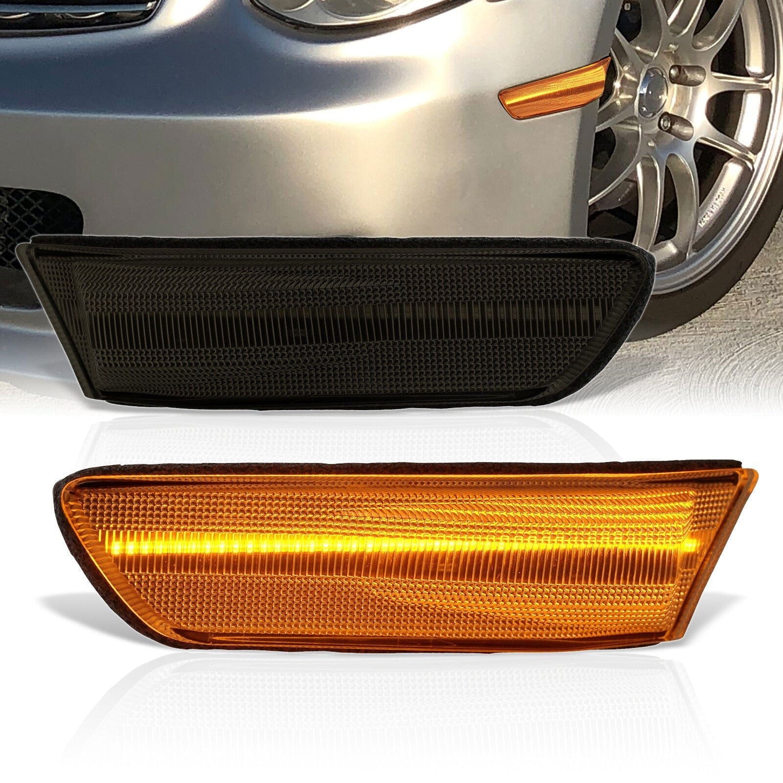 Infiniti G35 Coupe 2003-2007 Front Amber LED Side Marker Lights Smoke Len - Parts Agent