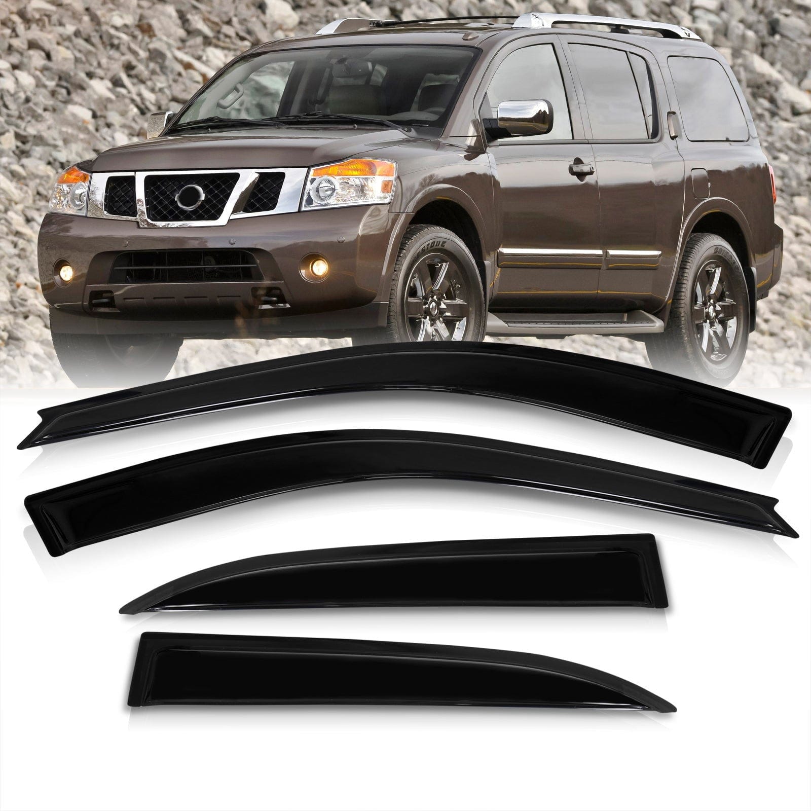 Infiniti QX56 2004-2010 / Nissan Armada 2005-2015 4 Door Tape On Window Visors - Parts Agent